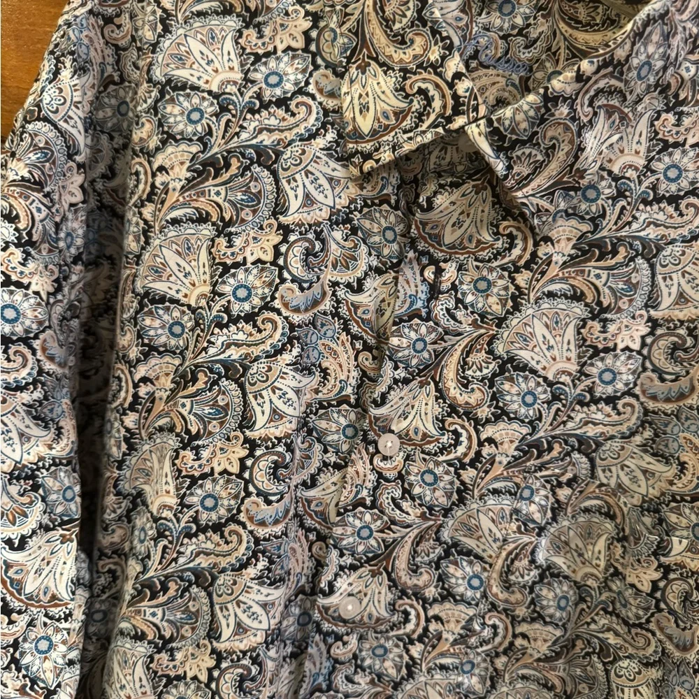 Alan Flusser Black and Cream Paisley Men's Shirt - Picture 3 of 3